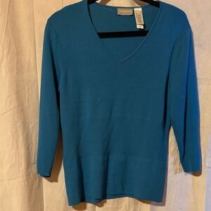 64-Liz Claiborne Teal V-Neck Sweater